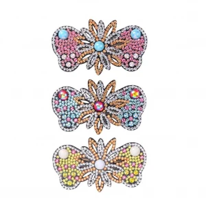 Rhinestone Embroidery Diamond Painting Kits Cross Stitch Diamant Pictures for Home Wall Decoration 3pcs Girls DIY Hairgrips