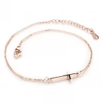 Rose Gold Stainless Steel Sideway Cross Anklet Ankle Bracelet Chain for Women