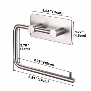 Rustproof Wall Mount Sticky 3M Self Adhesive SUS304 Stainless Steel Toilet Tissue Paper Roll Hanger Holder
