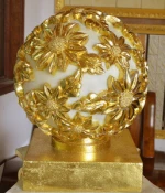 Sandstone Garden Sculpture LED Lighting Golden Lantern With Audio Speaker