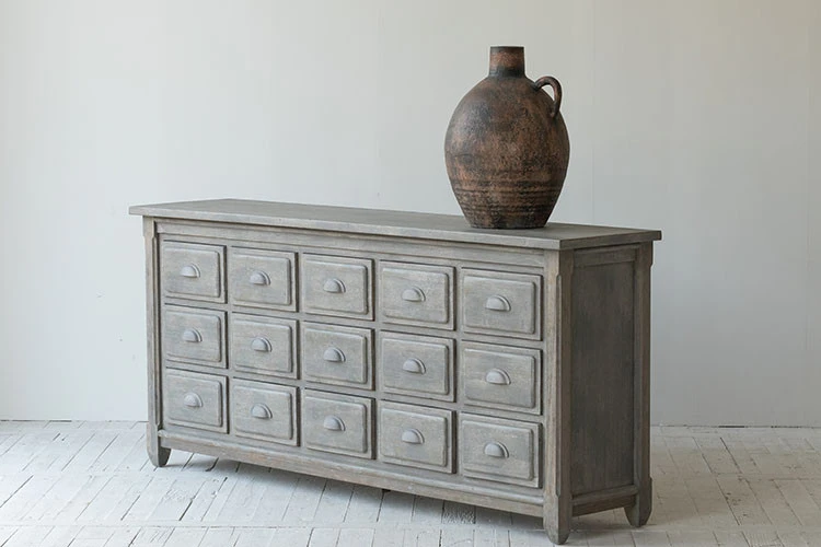 Scandinavian rustic style antique hall decoration furniture recycled pine multiple drawers sideboard cabinet solid wood
