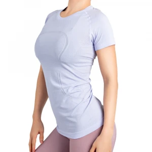 Seamless Designer Slim Fit t Shirt Women Compression Shirts Workout Gym Fitness Apparel Short Sleeved Performance Top