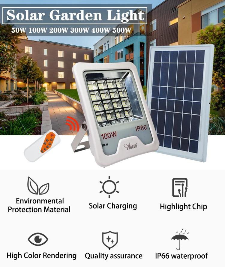 Security Projector waterproof outdoor 300w solar powered led flood lights