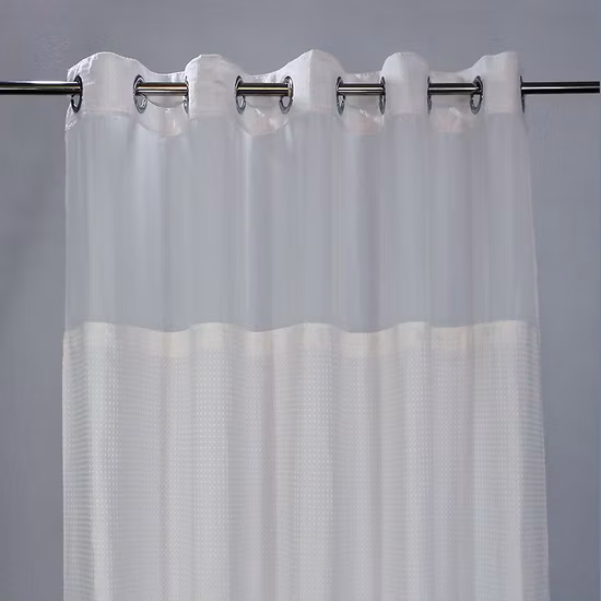 Import Shower Curtains Bathroom Set with Snap in Liner, Waffle Fabric Heavy Duty Thick Fabric Hookless Shower Curtains from China