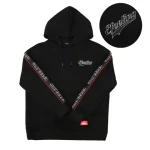 Side Woven Tape Embroidered Unisex Hoodies Organic Cotton Pullover Hoodie With Sports Tape