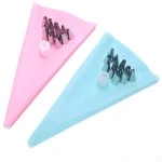Silicone Icing Piping Cream Pastry Bag +12 Stainless Steel Nozzle Set DIY Cake Decorating Tools