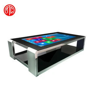 Smart coffee capacitive multi touch screen table with windows 10 rotatable digital advertising