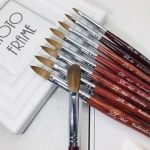 Solid Wood Handle Acrylic Manicure Art Brush Painting Pen Gel Polish acrylic powder application Nail Art Tools Manufactur