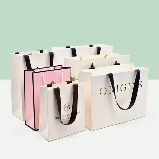 Wholesale Luxurious Paper Custom Logo Bag Printing Stock Gift Bag Fast Food Take Away Twisted Handle Printing Shopping Bags