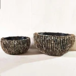 Square Bar Natural Mother of Pearl Shell Mosaic Flower Pot Vase