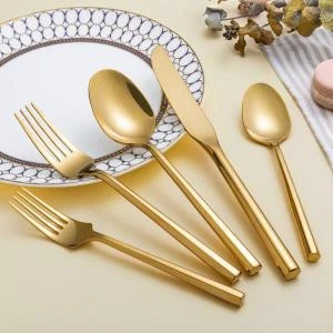 Stainless Steel Gold Brush cutlery, gold matte flatware, flatware gold plated