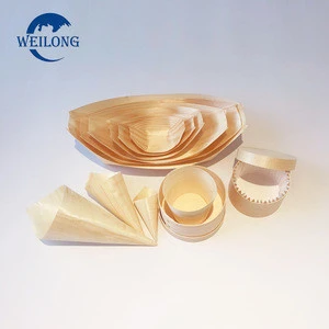 Sushi Serving Cones, Trays, Bamboo Wooden Disposable Cone Trays