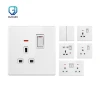 T26 New design UK standard black ultral-thin tempered glass wall light switches and wall sockets
