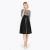 Import Three-quarter Sleeves O-neck Black Striped Buttoned Below knee Wholesale Clothing For Women Casual Dresses from USA