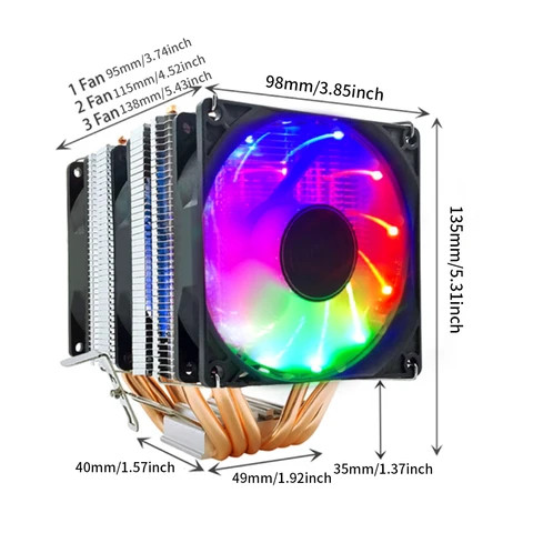 Buy Tishric Cpu Cooler 6 Heat Pipes Pc Radiator 4 Pin Pwm Rgb Cooling ...