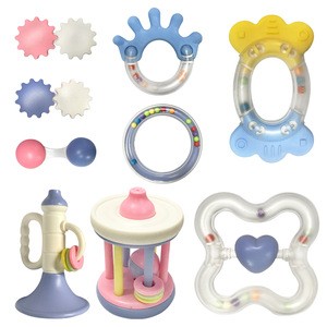 Top sellers 2020 for amazon 8pcs Infants Anti Toys Baby Rattles And Teethers For 0-3 Months
