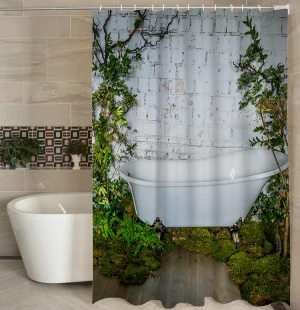 Tree Liner Matching Window Print Removable Weighted Bottom And Bathroom Set 100 Polyester Fabric Shower Curtain