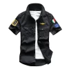 uk new design black garment wash cotton denim black shirt mens Plus Size Shirts