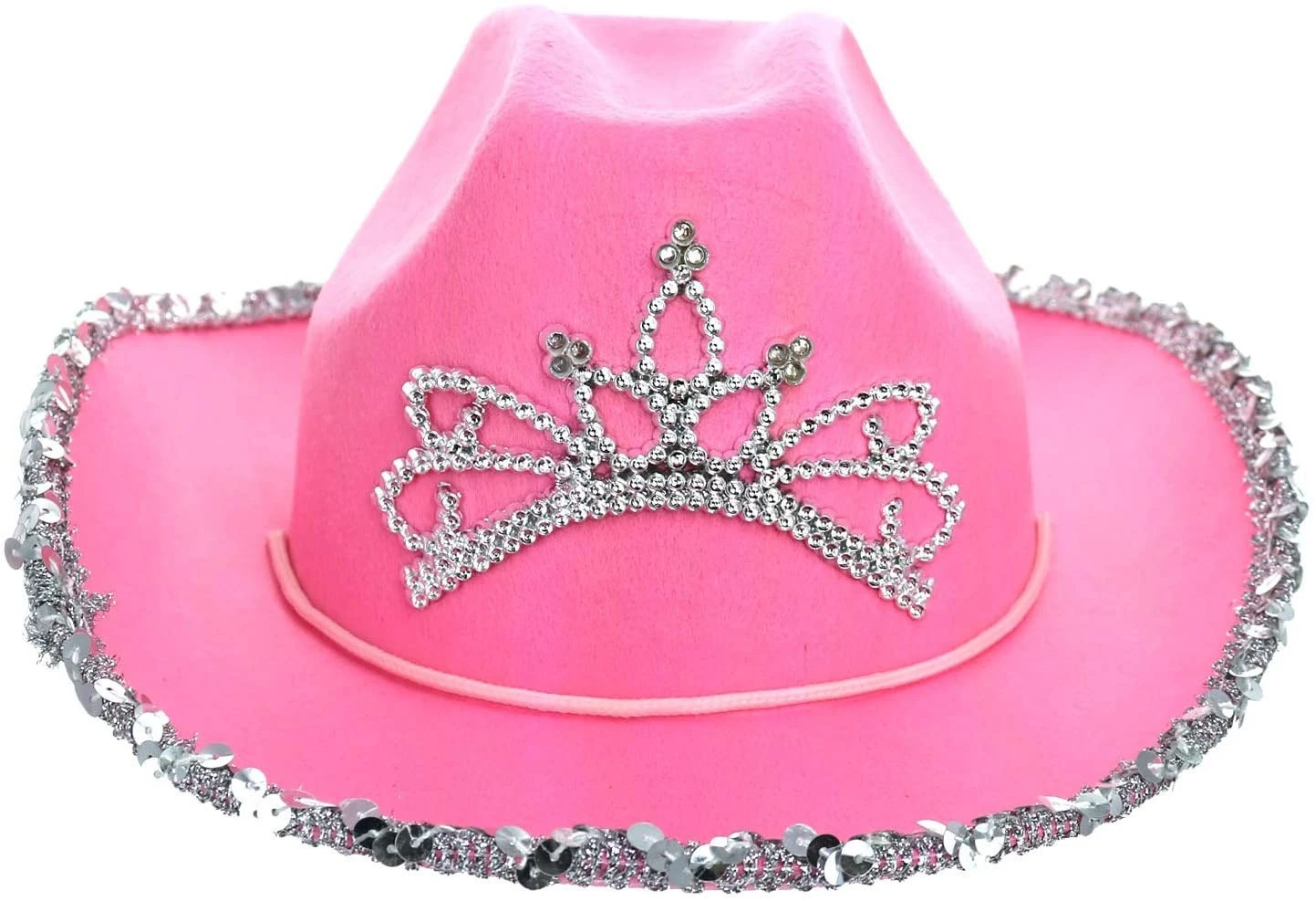 UNIQ Pink Bling Cowgirl Hat Novelty Child Pink Cowboy Hat with Blinking Tiara