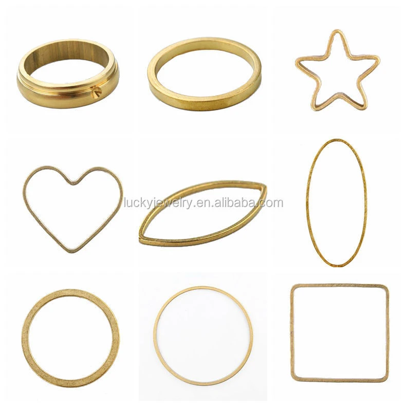 unique brass jewelry findings and components wholesale square connector linking cut rings for jewelry making