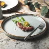 unique japanese spot glaze italian flat ceramic round grey porcelain 7.5/9.5/12 inch Dinner plate