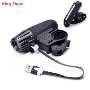 USB Rechargeable Bike Light Super Bright Front Light and LED Bike Tail Light Set Splash-proof and Easy to Install &amp; Remove