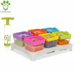 Vacuum Airtight Glass Square Cube Baby Food Storage Container Set with Tray for Baby Milk Puree