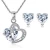 Valentine&#39;s Fashion Jewelry Sets Silver AAA Cubic Zircon Cz zircon red Heart Necklaces Stud Earrings Gift Sets Wedding Set