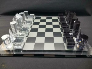 VONVIK Stunning Lucite-Acrylic Chess Set With Matching Board
