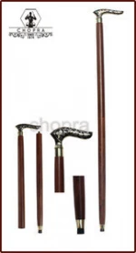 Walking Stick Wooden & Antique-Handicrafts Handle Brass Solid Walking Cane