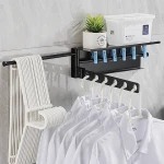 Wall Mounted Clothesline Laundry Folding Clothing Racks For Hanging Clothes With Shelves