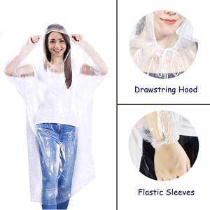 Waterproof Raincoats Rain Ponchos Disposable Clear Adult Ponchos with Hood