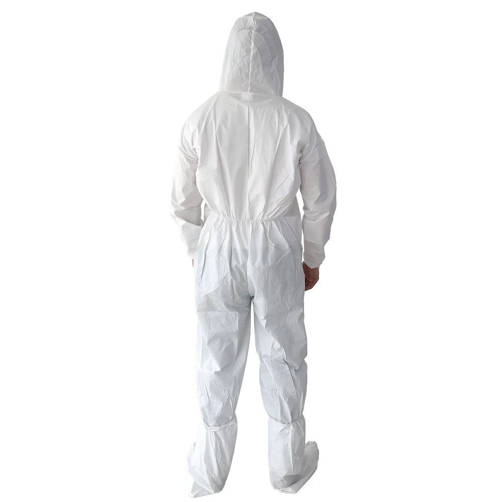 Waterproof White Disposable Safety 55gsm Microporous Industrial Coverall