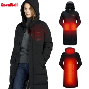 waterproof winter electric heated long  cotton padded,jacket with heating for men and women outdoor