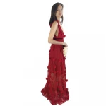 Wedding bride dress 3D floral handmade appliqued ladies plus size  dress