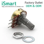 WH148 B5K B10K B50K B100K Linear Potentiometer 20mm Shaft With Nuts And Washers single knob 3pin