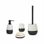White Ceramic With Hand Painted Black Bath Accessories