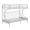White Metal Twin XL-over-Queen Futon Bunk Bed for Kids Heavy Duty Dormitory Bunk Bed for children
