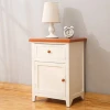 White modern wooden nightstand with drawer