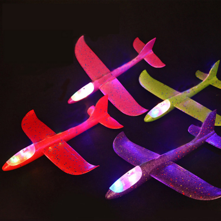 Wholesale  Aircraft headlights Hand throw airplane 3D Led light model plane kids Foam gliders toys