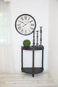 wholesale Black &amp; White Embossed sublimation big metal wood iron simple home decorative retro antique wall clock