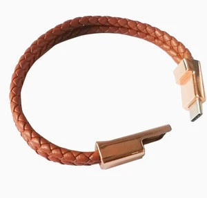 wholesale Braided Leather Magnetic Bracelet Charger Usb Type C Micro Data Android Cable Charging Cable For iphone mobil phone