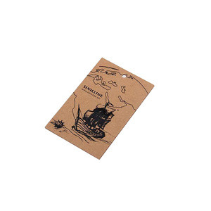 Wholesale brown kraft paper card hang tag with eyelet for garment