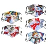 Wholesale christmas reusable washable printed face masked snowman design fashion face party masking