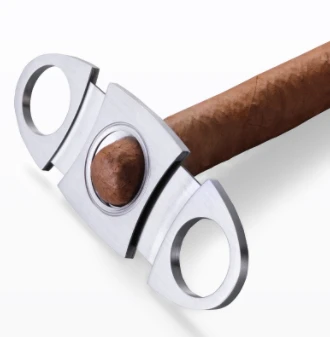 Wholesale Custom Classic Metal Stainless Steel Cigar Cutter with Leather Bag