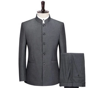 wholesale custom slim fit mens chinese collar suit