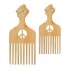 Wholesale Customized Label Natural Bamboo Wide Tooth Afro Hair Combs Beard Afro Pick