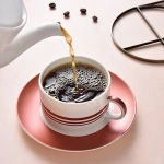 Wholesale exquisite Bone China Golden Handle Teacup Ceramic Tea Cups Saucers Sets