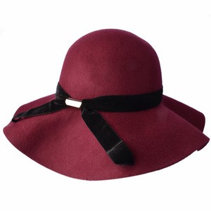 wholesale high quality fashion wide brim wool felt floppy hats fascinator hats for ladies