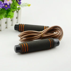 Wholesale high quality fitness equipment leather jump rope with logo